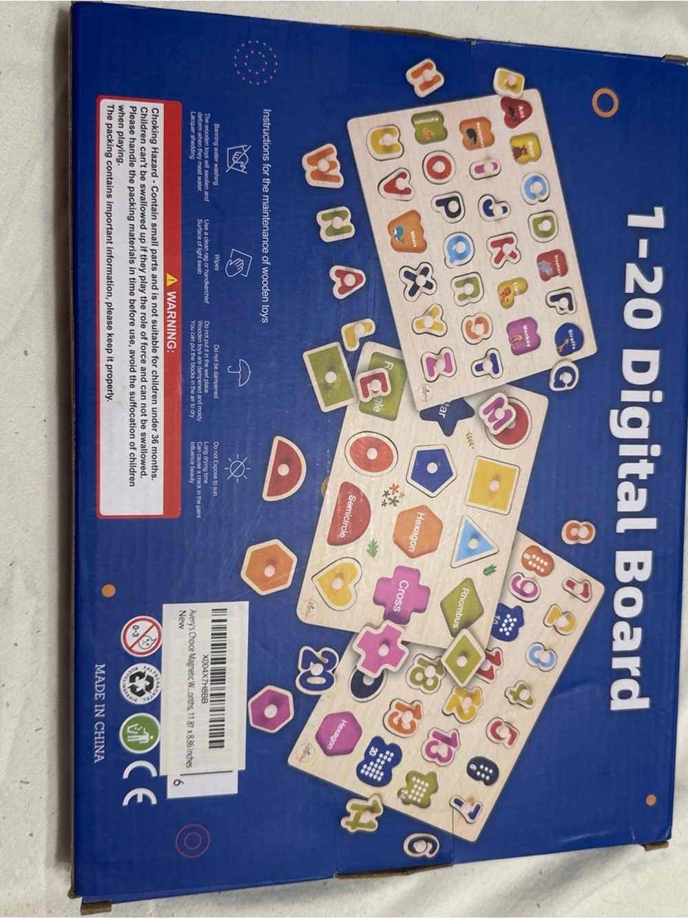 1-20 Digital Board Wooden Number & Shape Puzzle - Blue